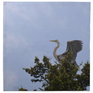 Great Blue Heron Landing on Nest Napkin