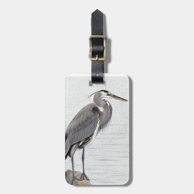 Great Blue Heron Luggage Tag (Front Vertical)