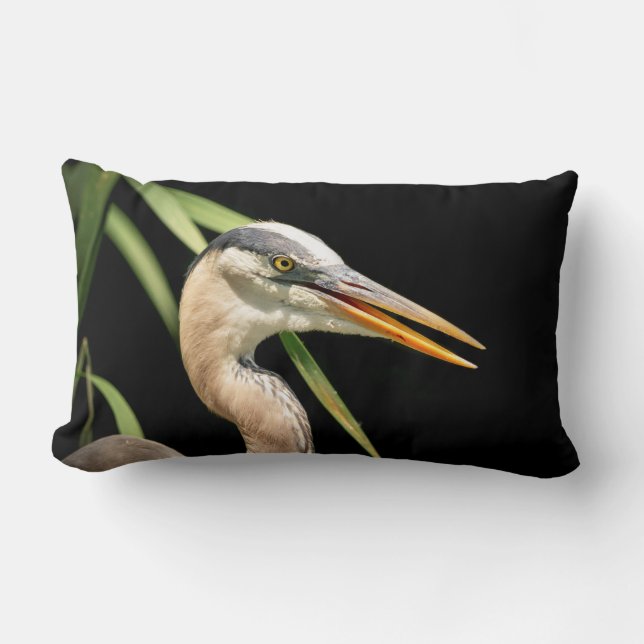 Great Blue Heron Lumbar Pillow (Front)