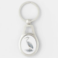 Great Blue Heron Metal Keychain