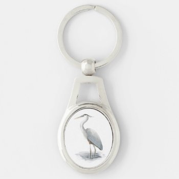 Great Blue Heron Metal Keychain by ABFoleyArtworks at Zazzle