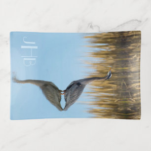 Great Blue Heron Monogram Trinket Tray