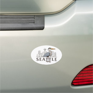 Great Blue Heron of Seattle City Bird Car Magnet