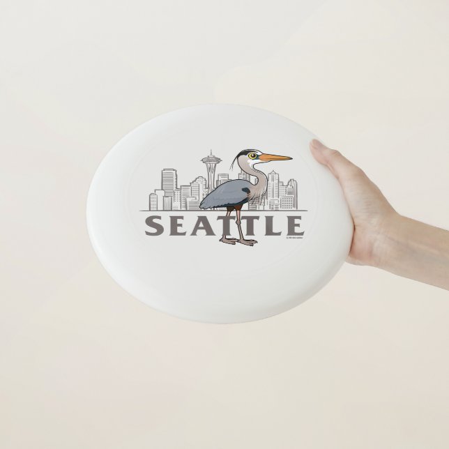 Great Blue Heron of Seattle City Bird Wham-O Frisbee (In Hand)