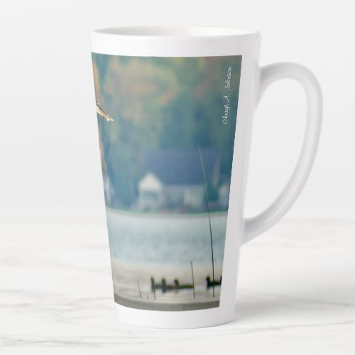 Great Blue Heron on Dock Latte Mug