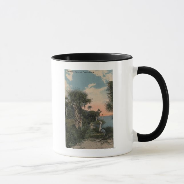 Great Blue Heron on Florida Coast Beach Mug (Right)