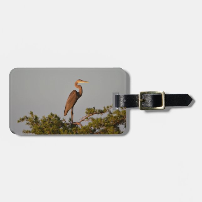 Great Blue Heron On Tree Top Luggage Tag (Front Horizontal)