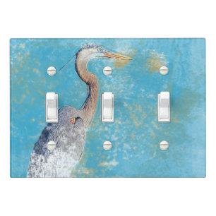 Great Blue Heron Painted Art Light Switch Cover