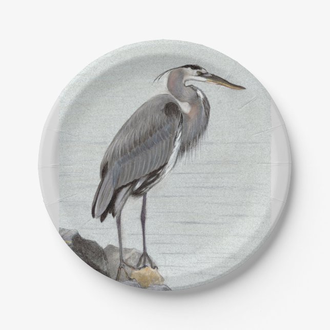 Great Blue Heron Paper Plates (Front)