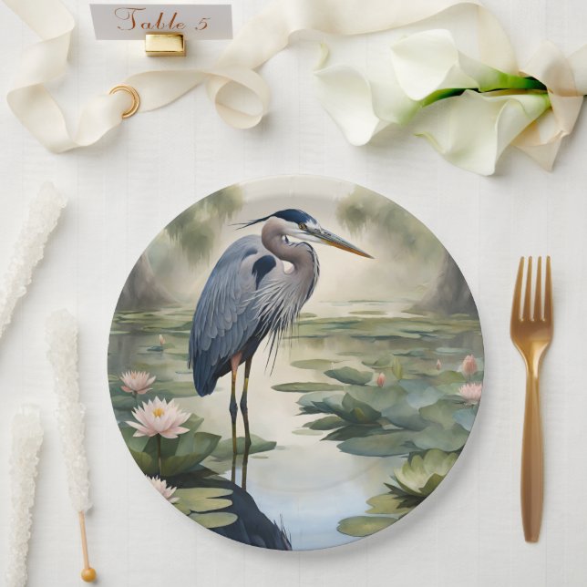 Great Blue Heron Paper Plates (Wedding)