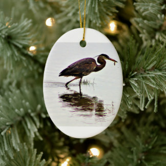 Great Blue Heron Photo Ceramic Ornament