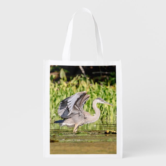 Great Blue Heron Reusable Grocery Bag (Front)