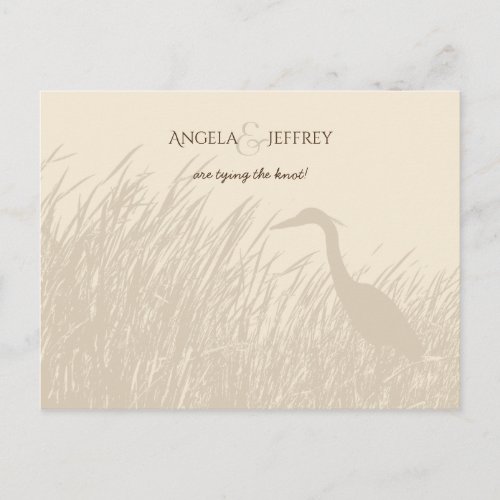 Great Blue Heron rustic wedding save the date Announcement Postcard