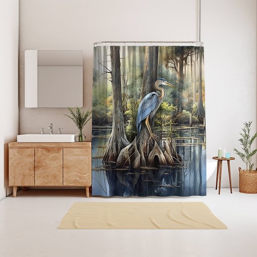 Great Blue Heron  Shower Curtain