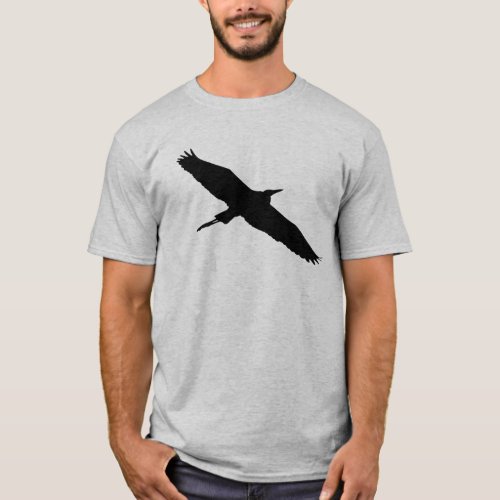 Great Blue Heron Silhouette Bird Flying T_Shirt