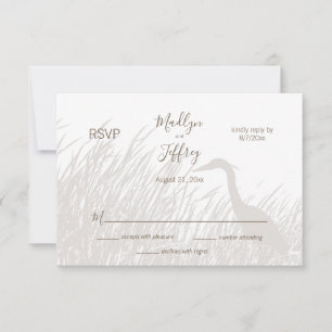 Great Blue Heron silhouette kayaker wedding RSVP Card