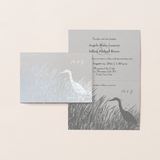 Great Blue Heron silhouette nature lovers rustic Foil Card