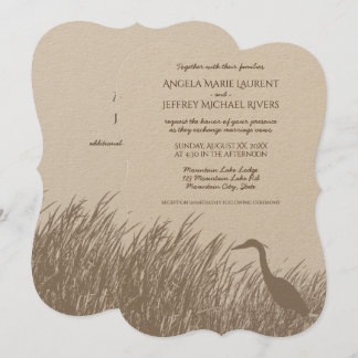 Great Blue Heron silhouette rustic wedding Invitation
