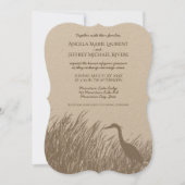 Great Blue Heron silhouette rustic wedding Invitation (Front)