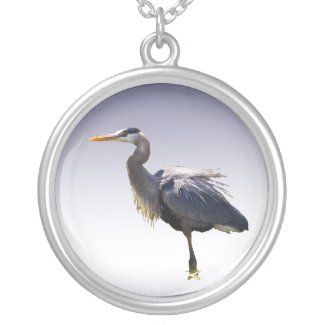 Great Blue Heron Silver Plated Necklace