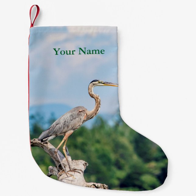 Great Blue Heron Small Christmas Stocking (Front)