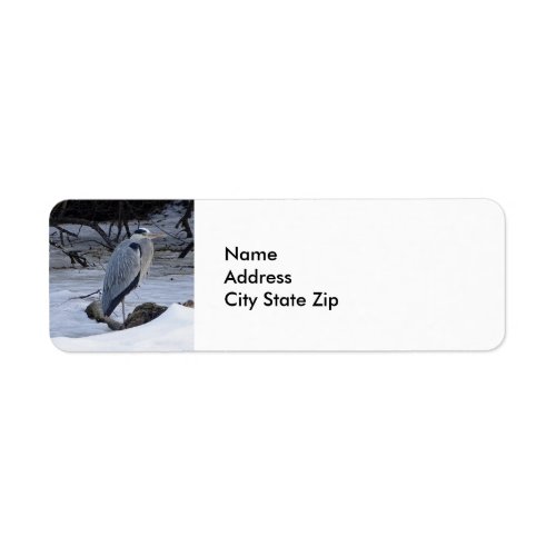 Great Blue Heron Snow Photo Label