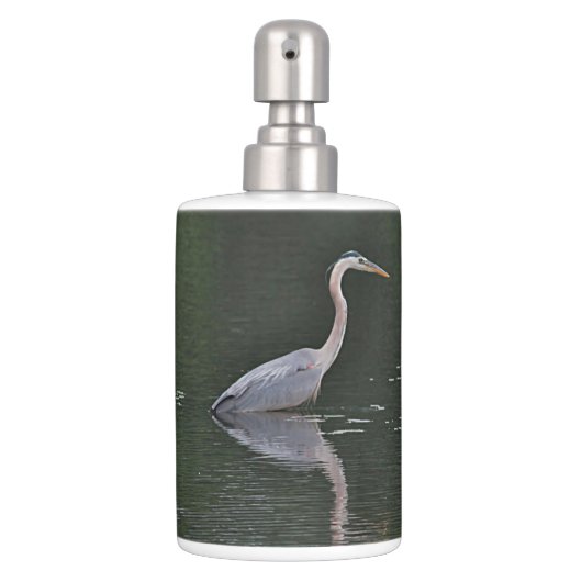 Great blue heron soap dispenser and toothbrush holder (Front)