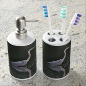 Great blue heron soap dispenser and toothbrush holder (Front)