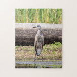 Great Blue Heron Standing In Lake Champlain Jigsaw Puzzle at Zazzle