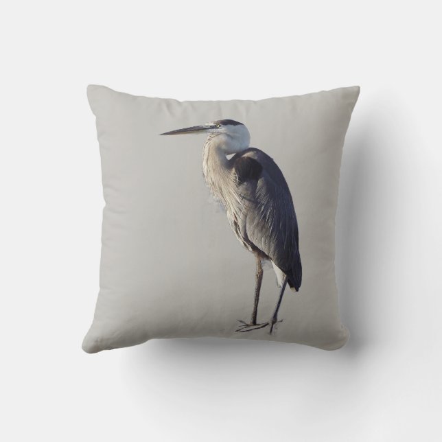 Great Blue Heron Throw Pillow (Back)
