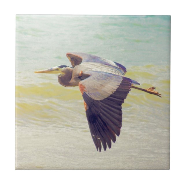 Great blue heron tile (Front)