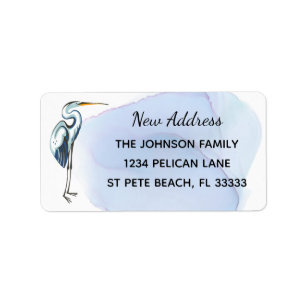 Great Blue Heron Tropical New Address Label