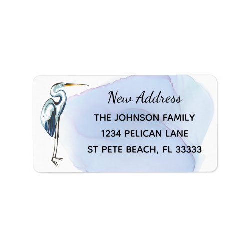 Great Blue Heron Tropical New Address Label