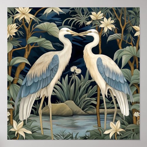 Great Blue Heron Vintage Style Poster