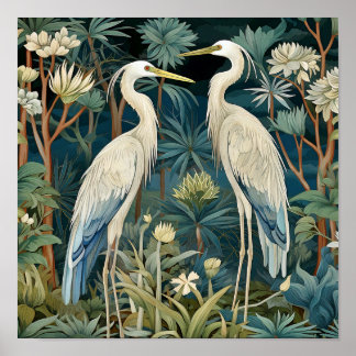 Great Blue Heron Vintage Style Poster
