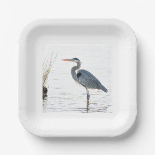 Great Blue Heron - wading Paper Plates