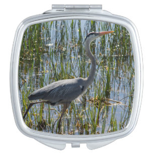 Great Blue Heron Wading Through Marsh Compact Mirror