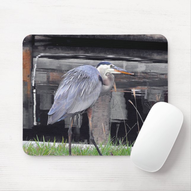 Great Blue Heron Waiting Mouse Pad (With Mouse)
