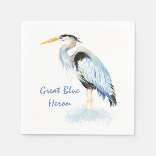 Great Blue Heron Watercolor Bird Art   Wetlands Paper Napkins