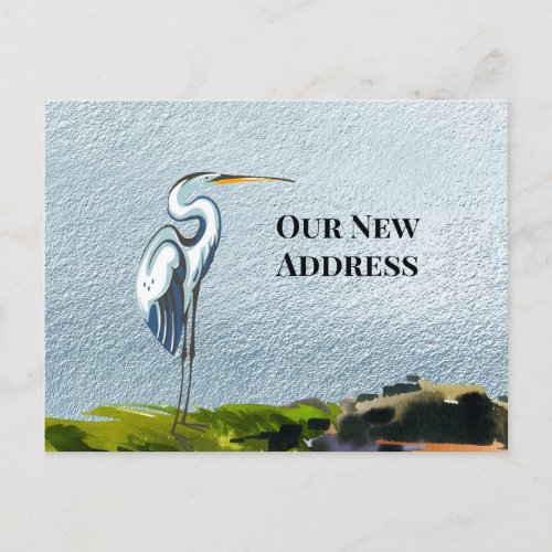 Great Blue Heron Waterfront New Address Announcement Postcard
