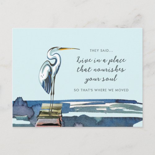 Great Blue Heron Waterfront New Address Announcement Postcard