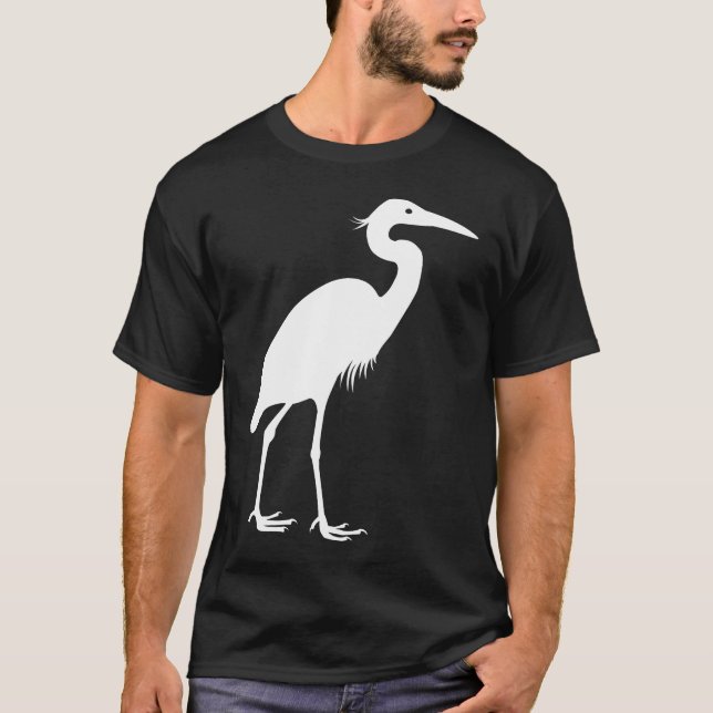 Great Blue Heron White T-Shirt (Front)