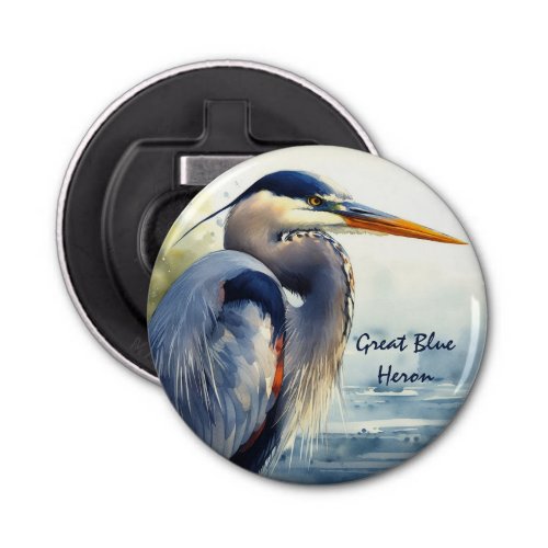 Great Blue Heron Wildlife Wetlands Bird Art Nature Bottle Opener