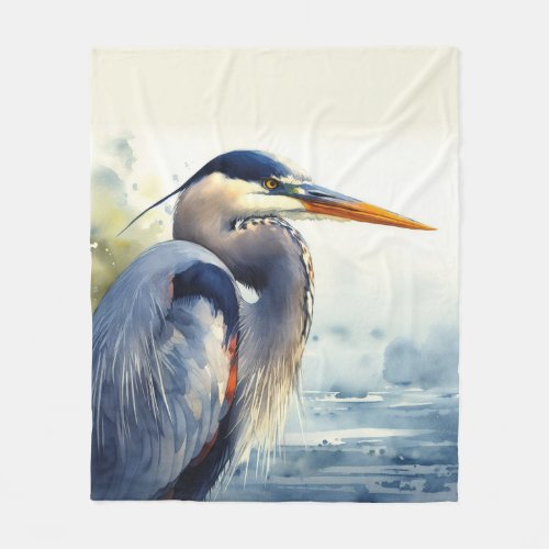 Great Blue Heron Wildlife Wetlands Bird Art Nature Fleece Blanket