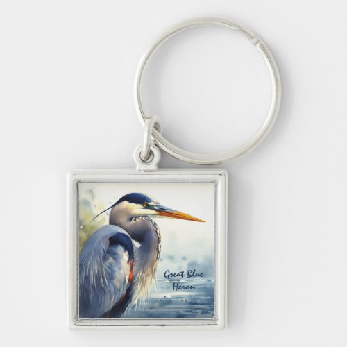 Great Blue Heron Wildlife Wetlands Bird Art Nature Keychain