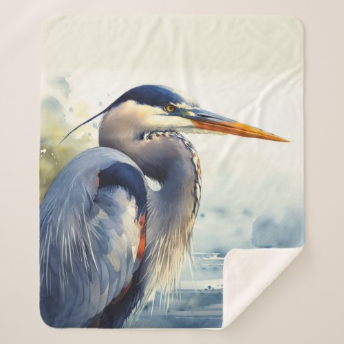 Great Blue Heron Wildlife Wetlands Bird Art Nature Sherpa Blanket