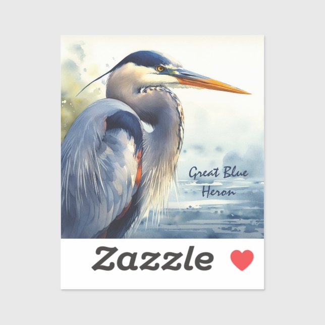 Great Blue Heron Wildlife Wetlands Bird Art Nature Sticker (Sheet)