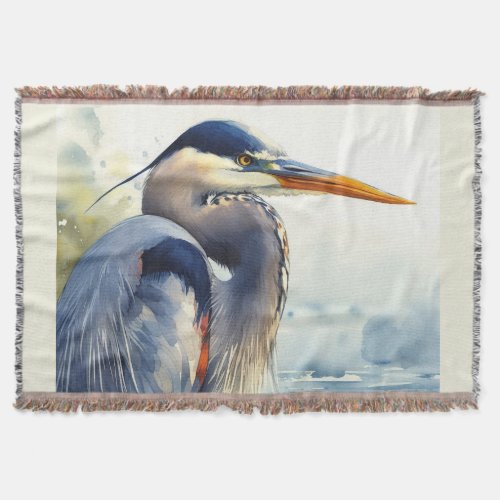 Great Blue Heron Wildlife Wetlands Bird Art Nature Throw Blanket