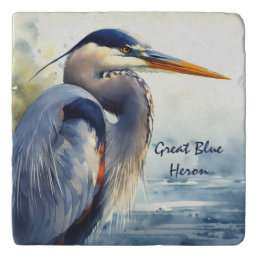 Great Blue Heron Wildlife Wetlands Bird Art Nature Trivet