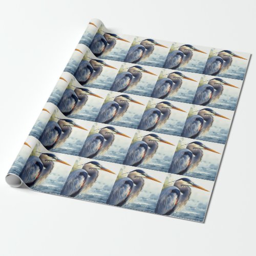 Great Blue Heron Wildlife Wetlands Bird Art Nature Wrapping Paper